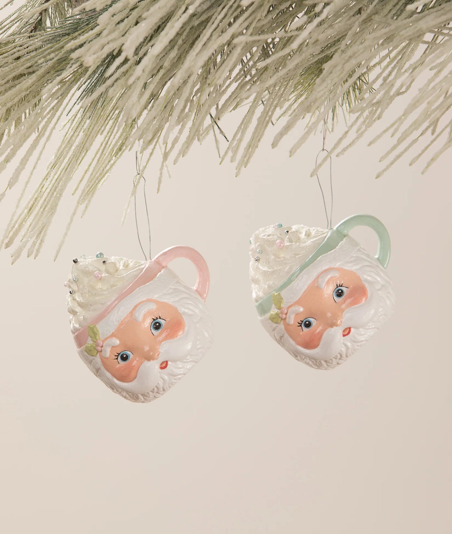 Pastel Santa Mug Ornaments