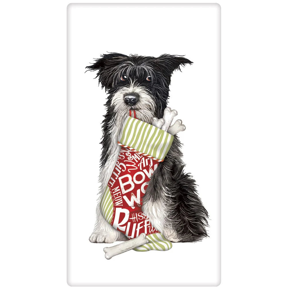 Scruffy's Christmas Stocking Treats Flour Sack towel