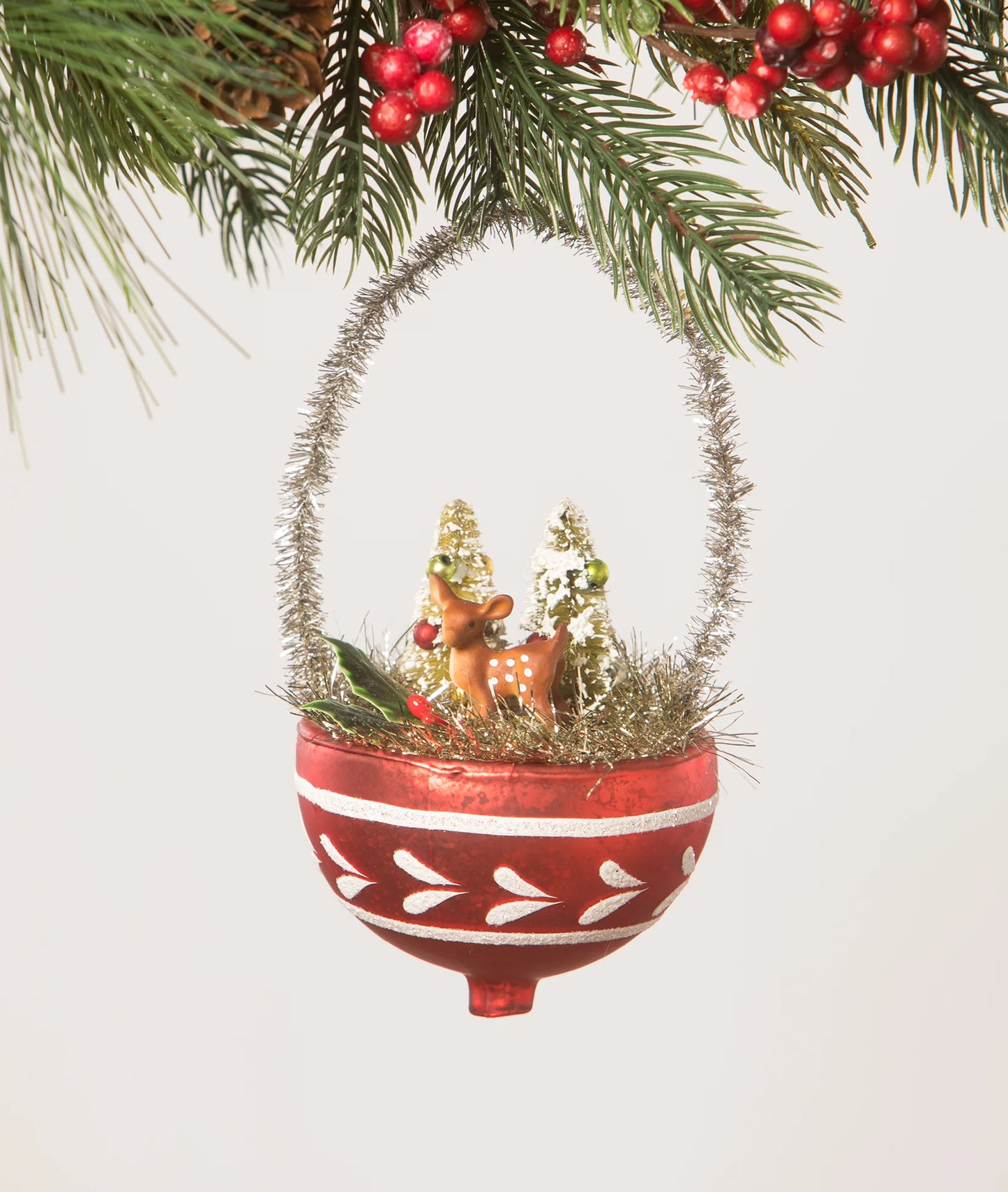 Traditional Fawn Indent Ornament, Red