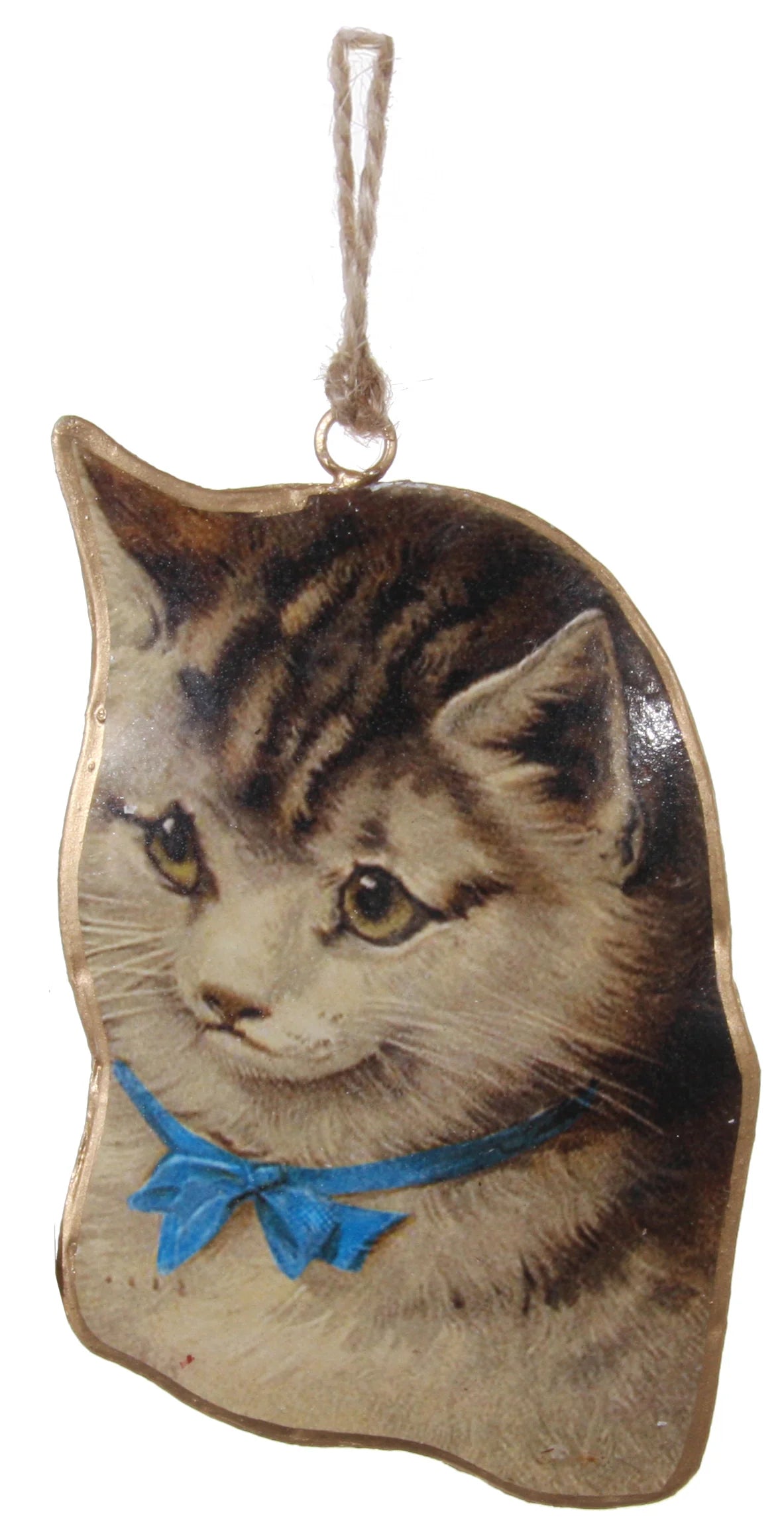 Victorian Christmas Cat with Bow Ornament