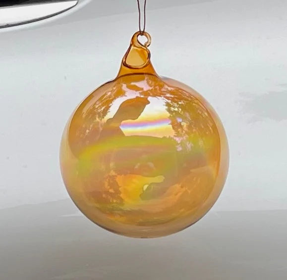 Jim Marvin Amber Iridescent Glass Ornaments