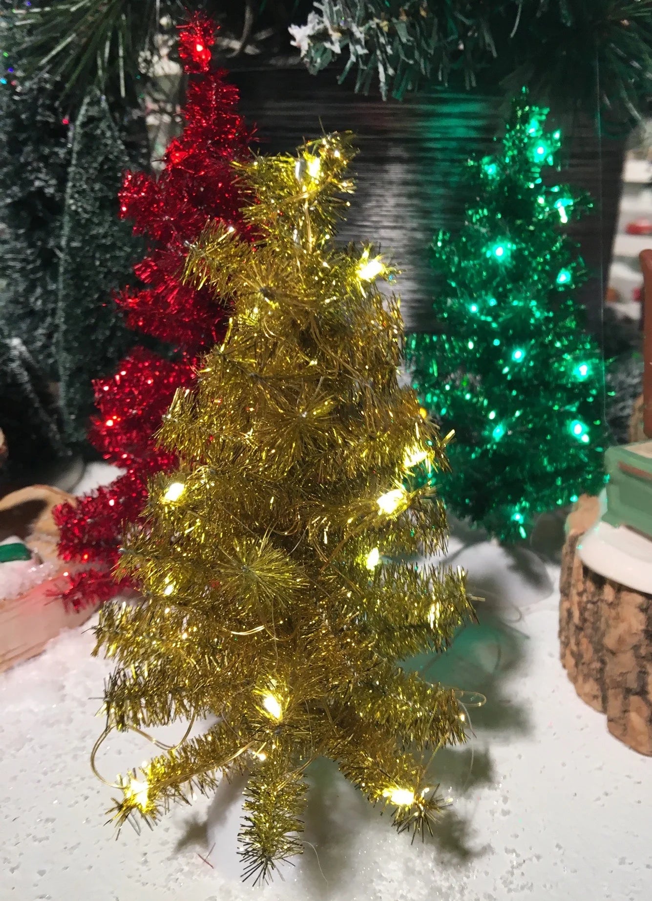 Shiny & Bright Lighted Tinsel Tree Set