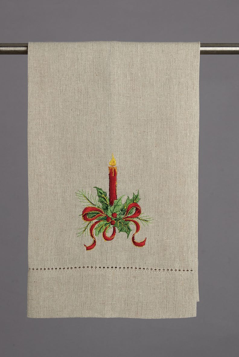 Vintage Christmas Candle Napkins, Set of 6