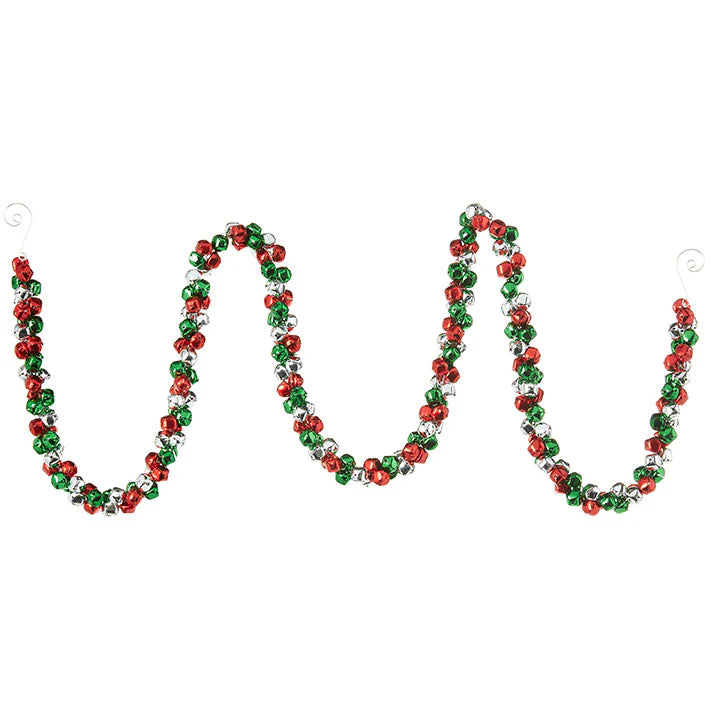 Jingle Bell Garland, Red, Green & Silver