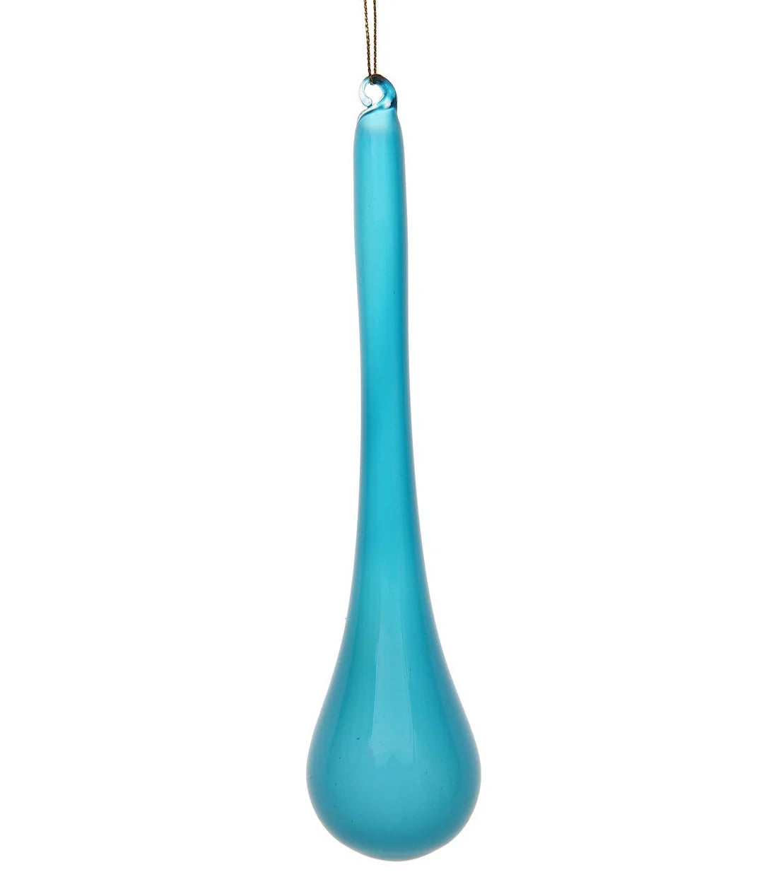 Jim Marvin Denim Blue Teardrop Bubblegum Glass Ornaments, Set of 2