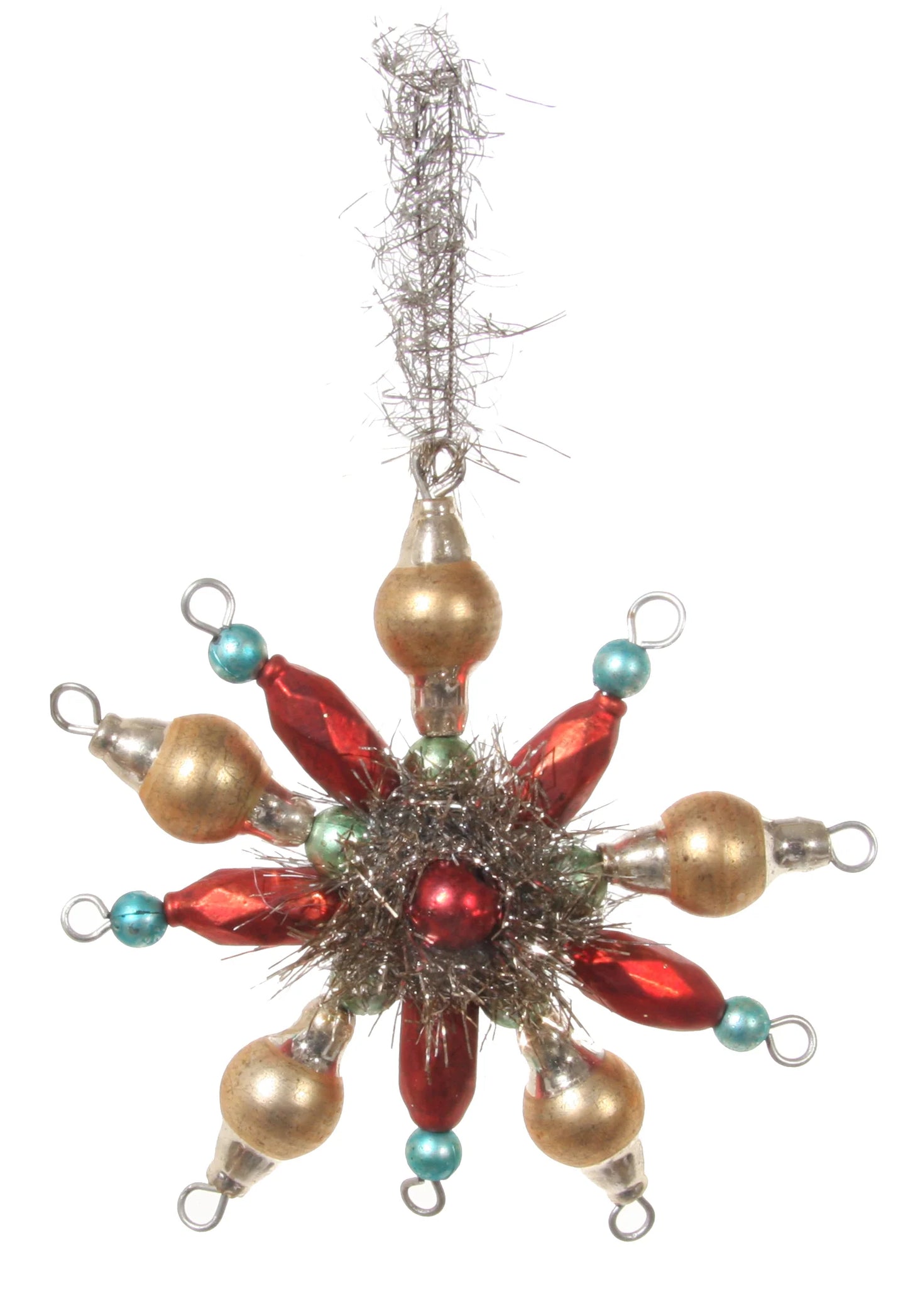 Tinsel & Glass Bead Snowflake Ornament