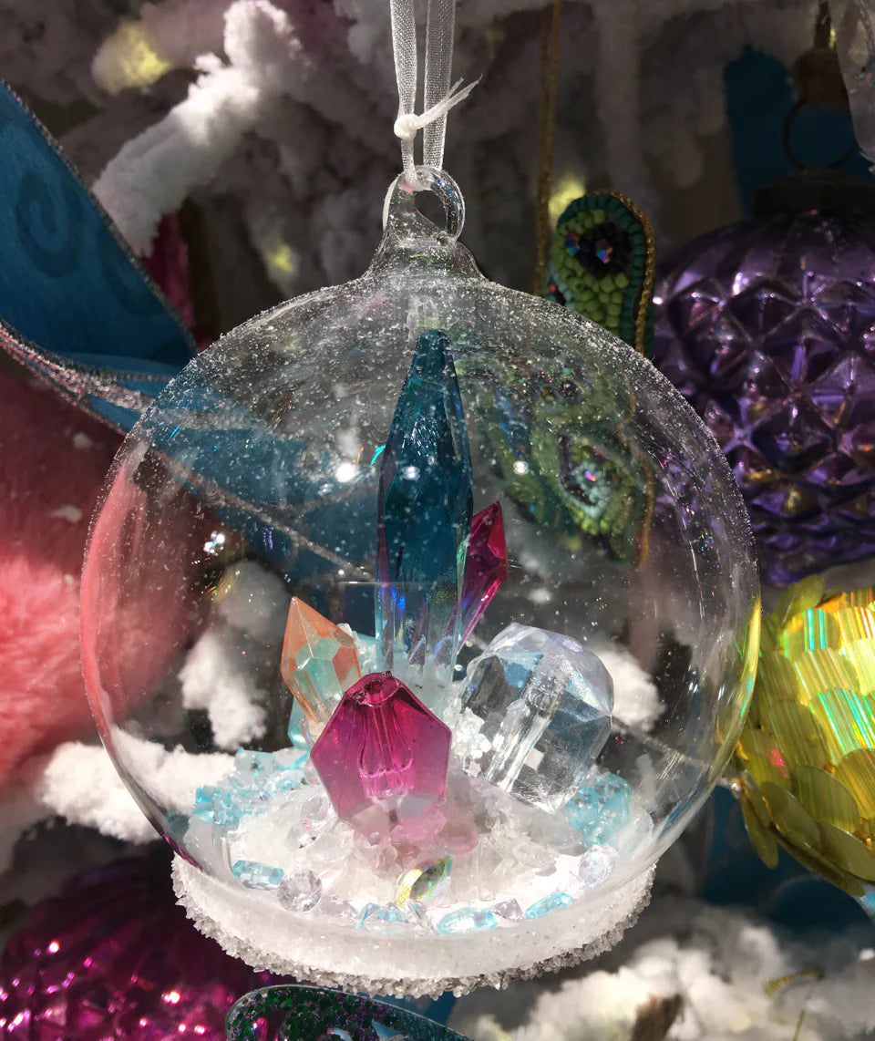 Light Up Gem Globe Ornaments, Set of 2