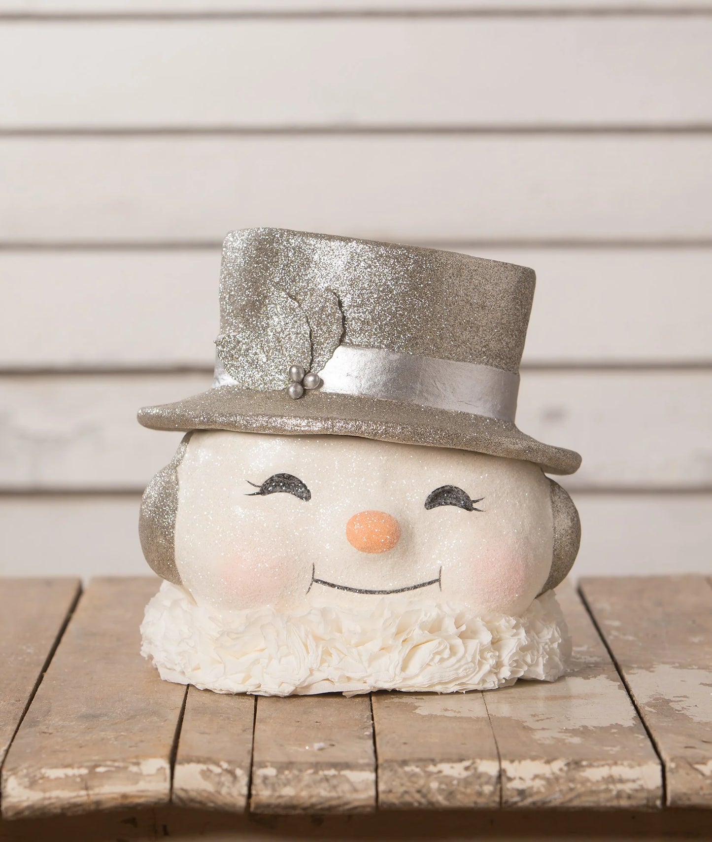 Large Happy Snowman Bucket, Platinum