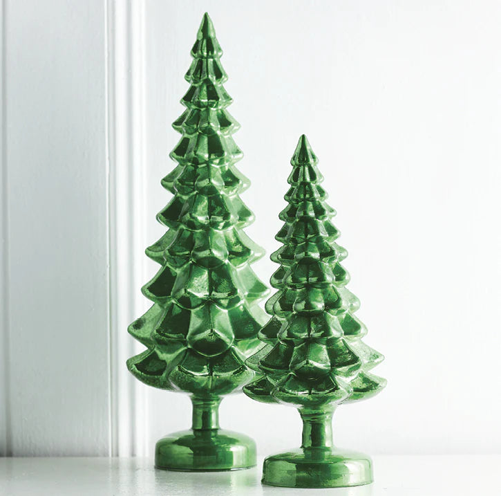 Metallic Green Glass Trees