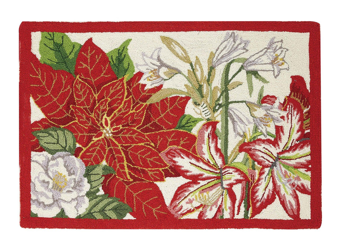 Festive Blooming Flowers Hooked Rug