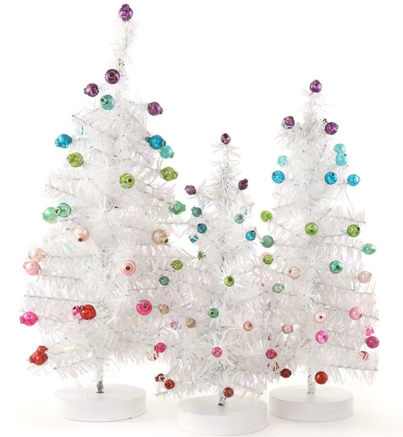 Retro White Trees with Colorful Glass Beads