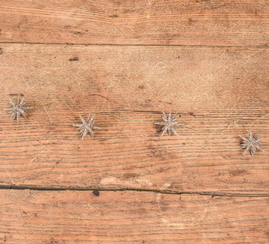 Moravian Star Garland, Champagne Glittered
