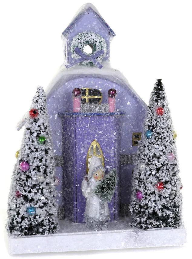 Small Purple Barn with Santa
