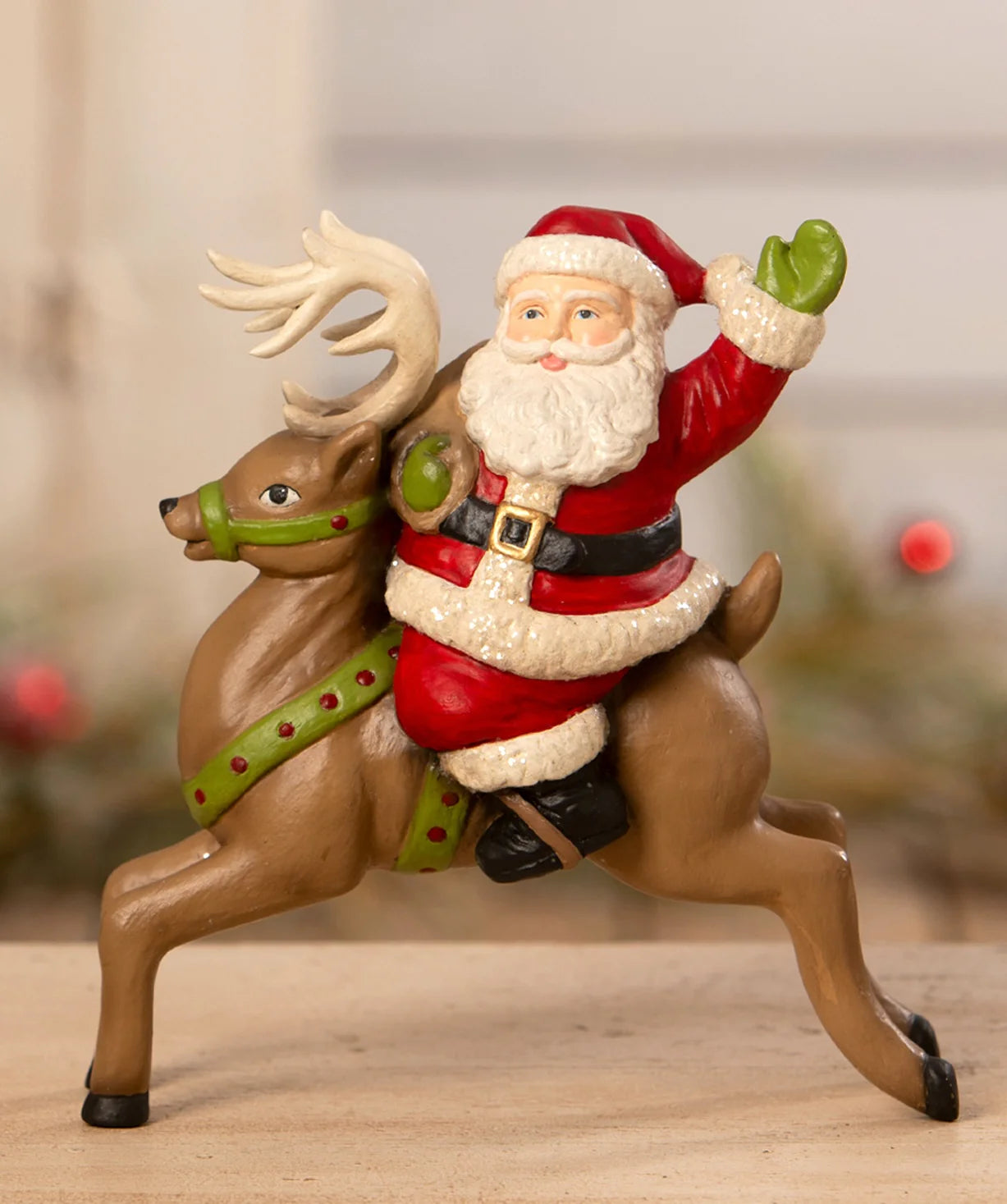 Retro Santa Riding Reindeer