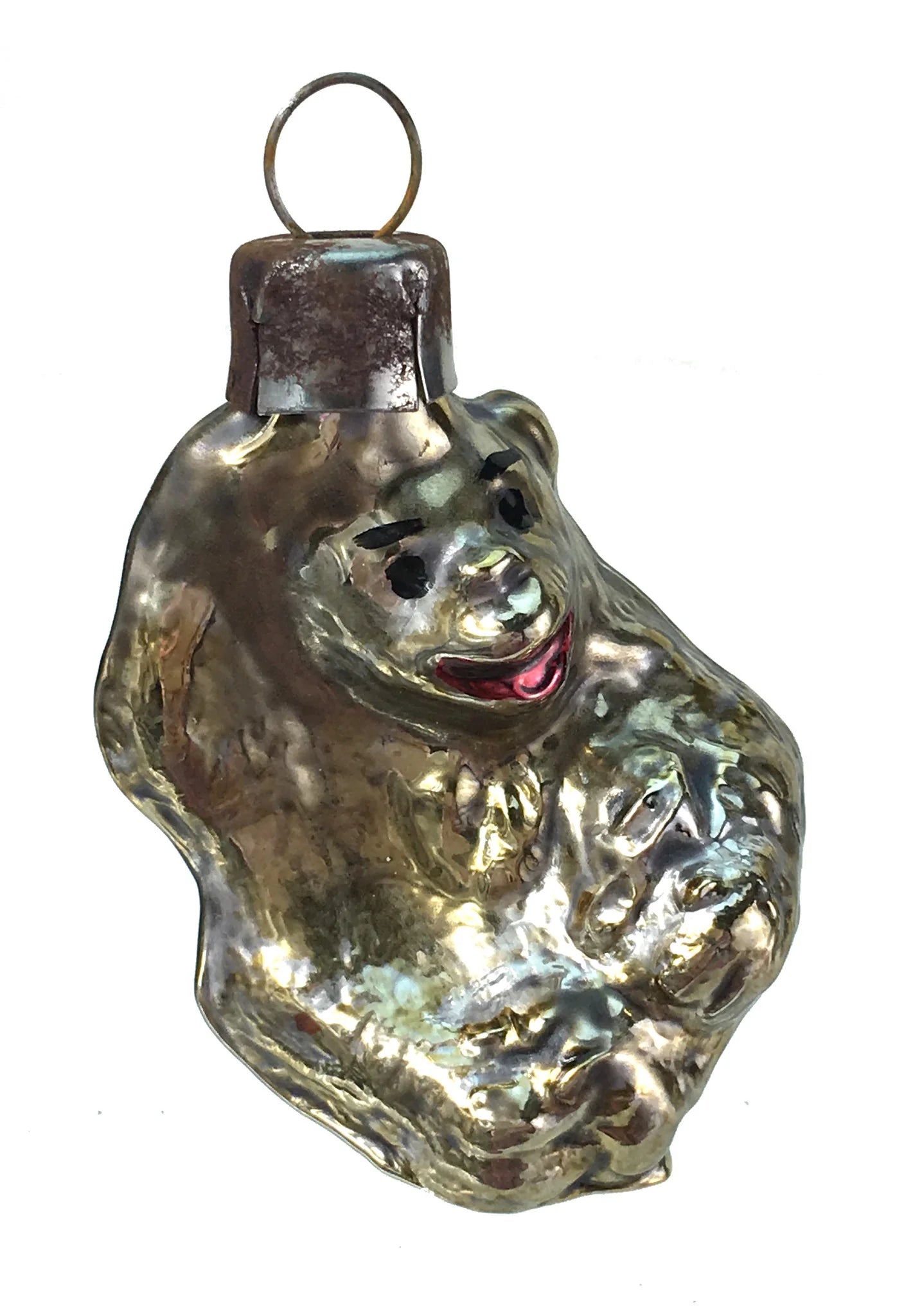 Vintage Patina Glass Monkey Ornament