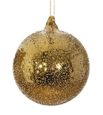 Jim Marvin Copper Gold Beaded Art Glass Ornaments, 5"