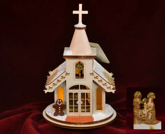 Chapel With Nativity Balsa Wood Ornament