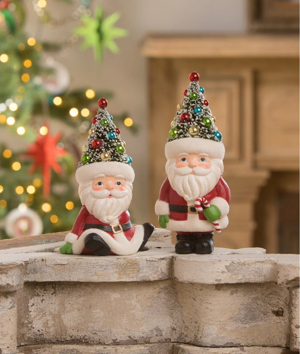 Retro Santa with Candy Cane & Tree Hat