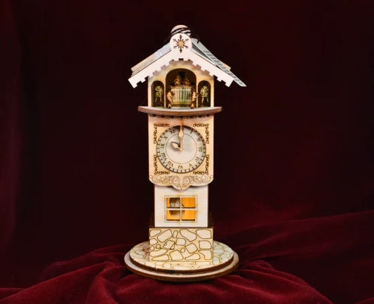Ginger Clock Tower Balsa Wood Ornament