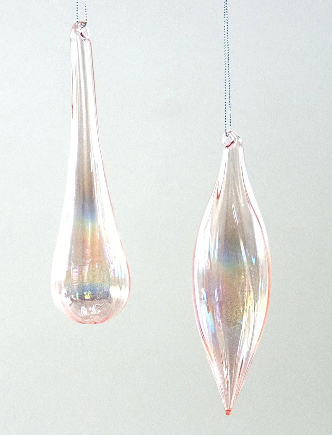 Iridescent Glass Drop & Finial Ornaments