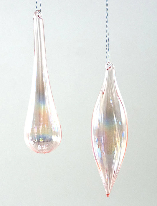 Iridescent Glass Drop & Finial Ornaments