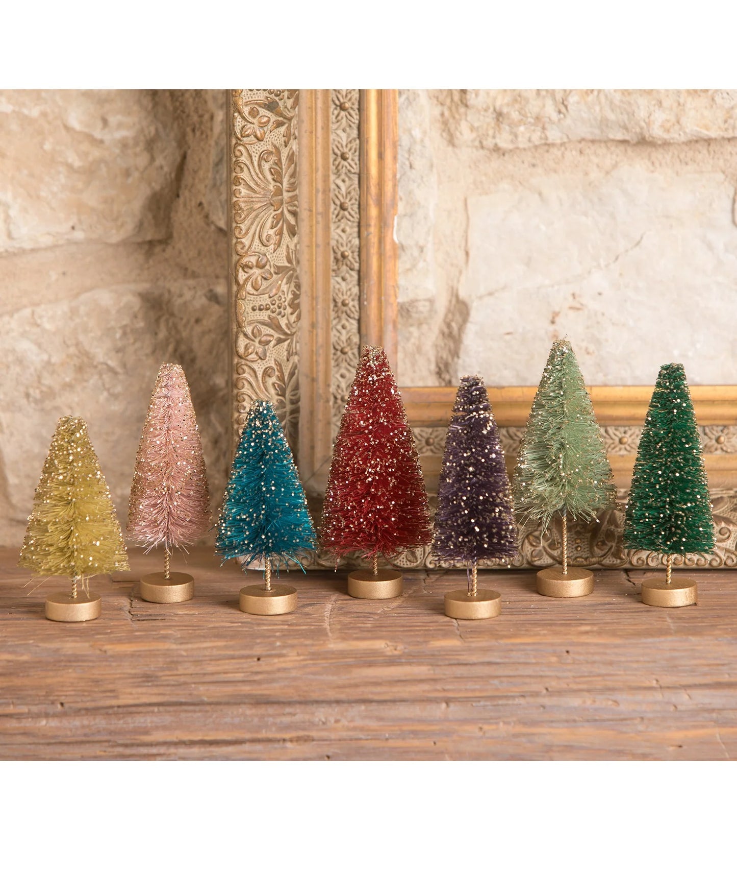 Mini Jewel Tone Bottle Brush Trees