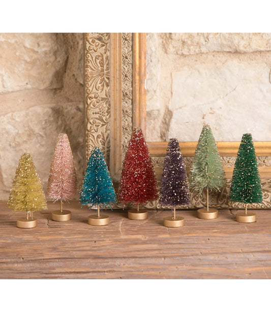 Mini Jewel Tone Bottle Brush Trees