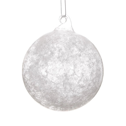 Jim Marvin Snow Ball Ice Glass Ornaments, Set of 6