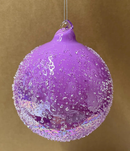 Jim Marvin Beaded Mauve Glass Ball Ornaments