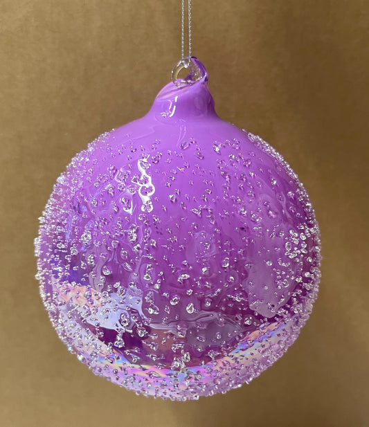 Jim Marvin Beaded Mauve Glass Ball Ornaments