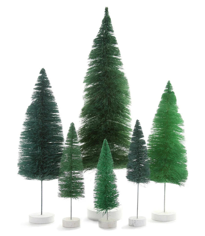 Shades of Teal & Green Bottle Brush Trees