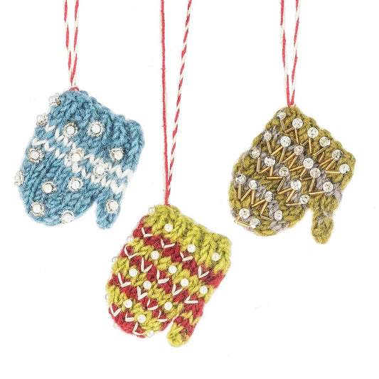 Jeweled Knit Mitten Ornaments