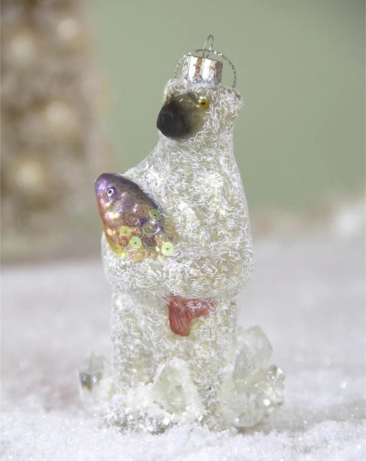 Great Catch Polar Bear with Fish Ornament