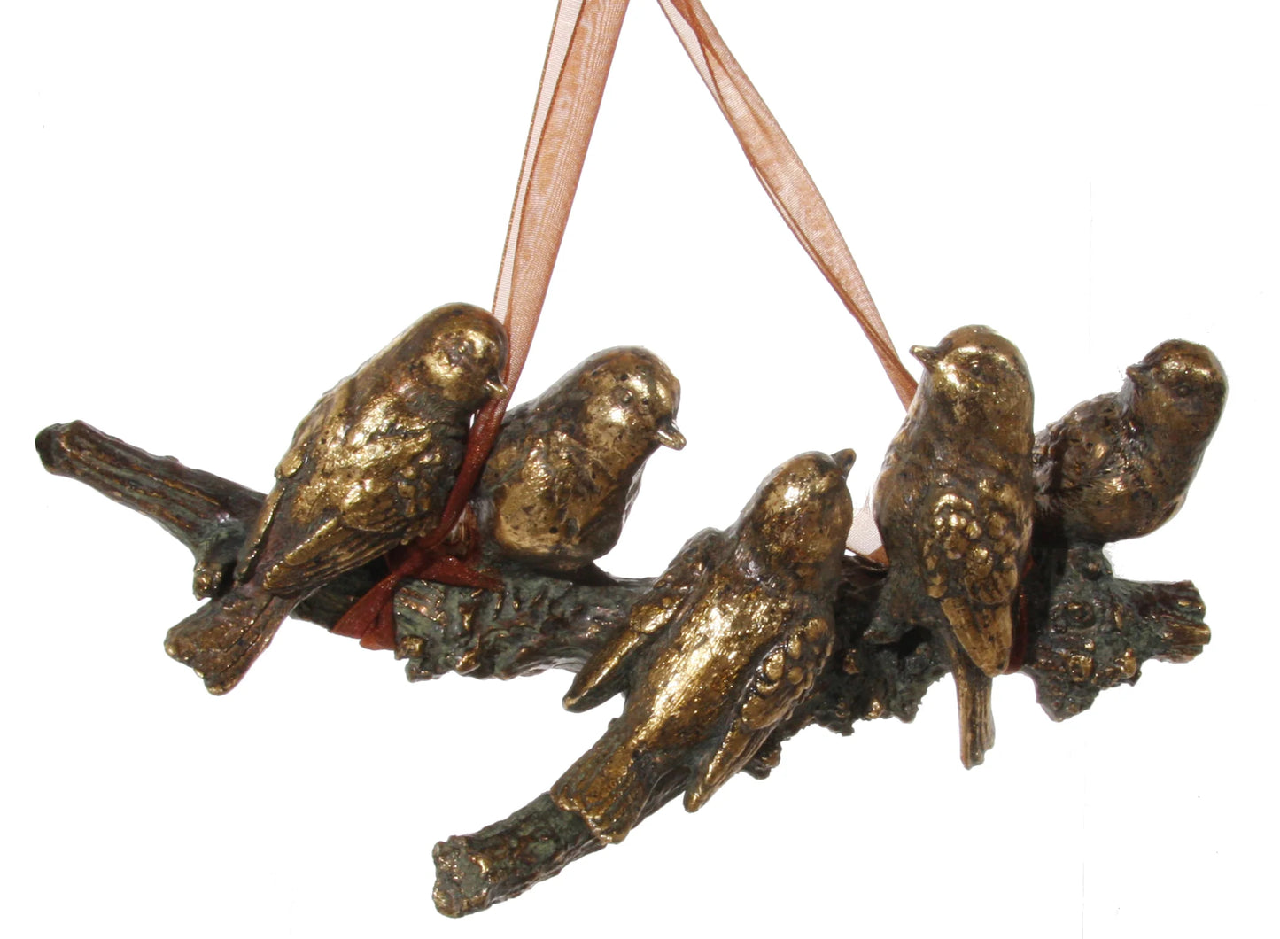 Golden Bronze Love Birds Ornament