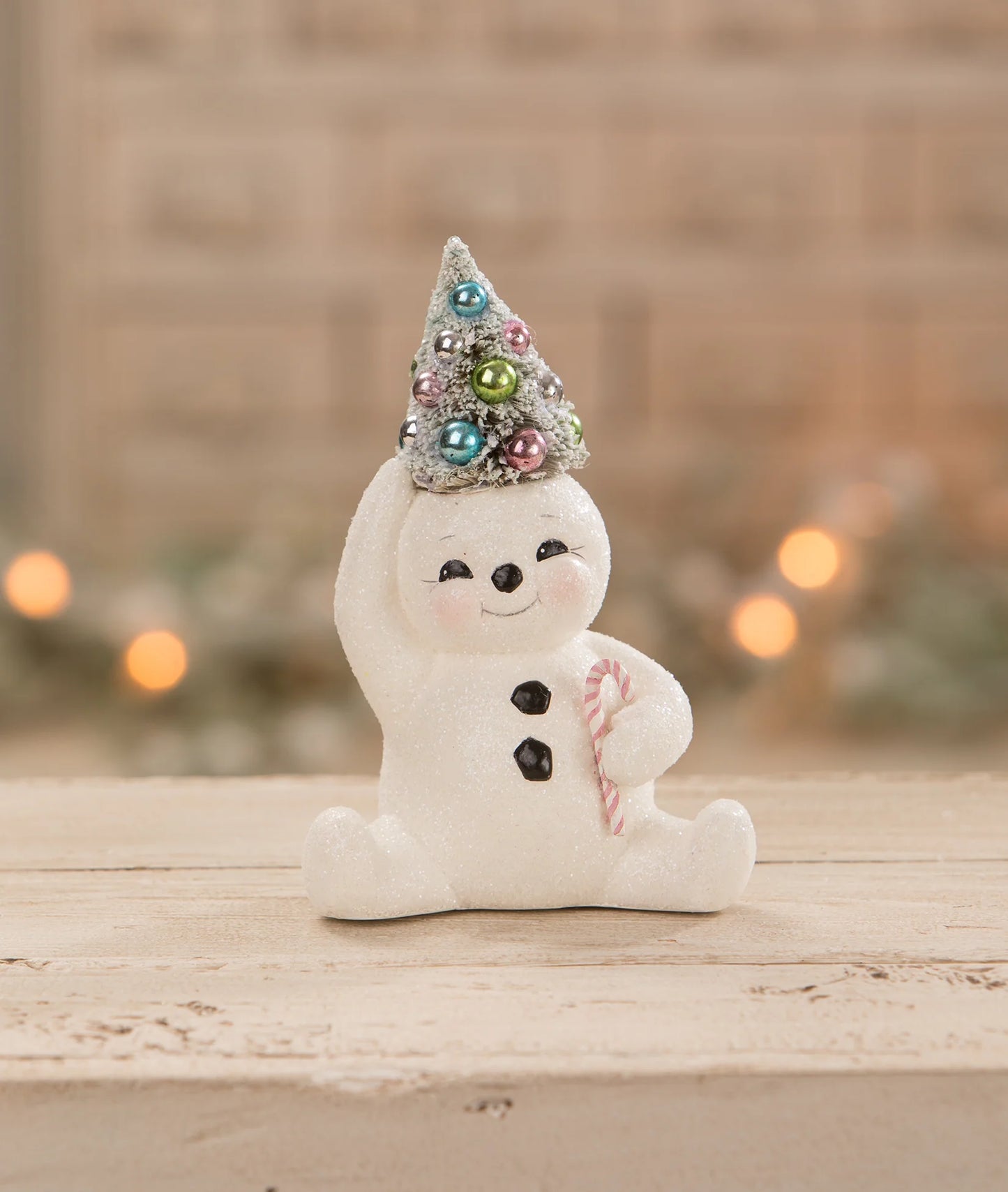 Pastel Candy Cane Snowman with Tree