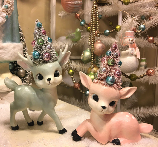 Pastel Reindeer with Trees