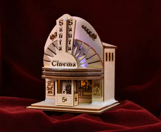 Santas Cinema Balsa Wood Ornament