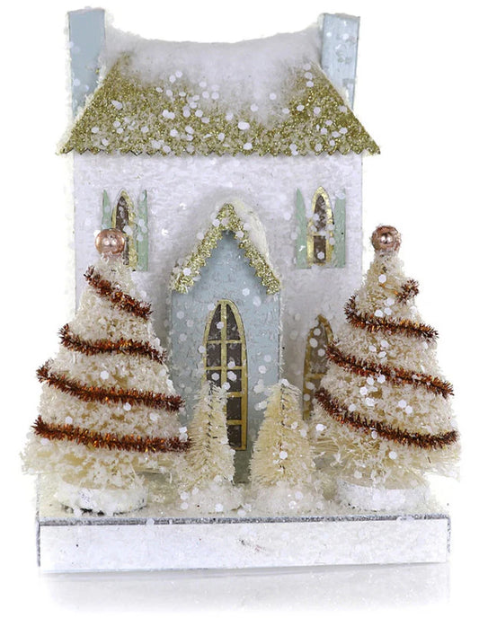 Small White Putz House with Trees