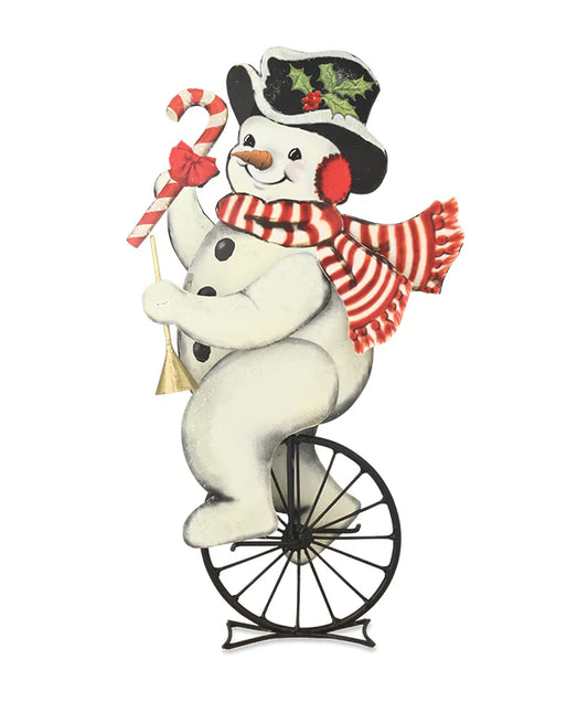 Retro Snowman on Unicycle