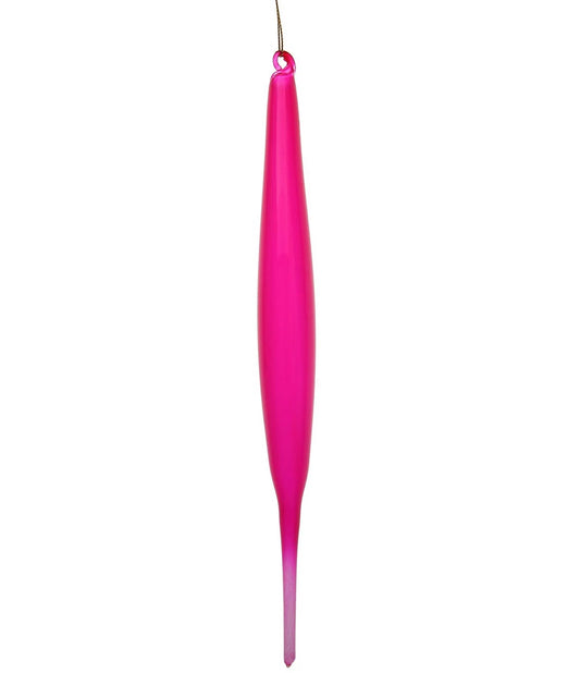 Jim Marvin Fuchsia Elliptical Bubblegum Glass Ornaments, Set of 2