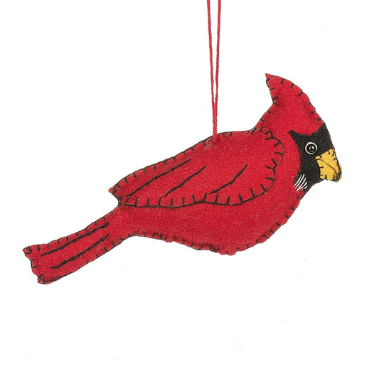 Winter Red Felt Cardinal Ornament