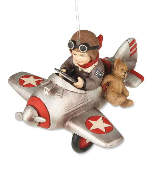 Henry Flies In - Boy in Airplane Ornament