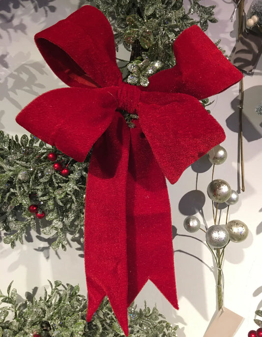 Red Velveteen Bow Clip