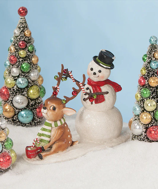 Bethany Lowe Deck the Halls, Snowman & Reindeer Duo