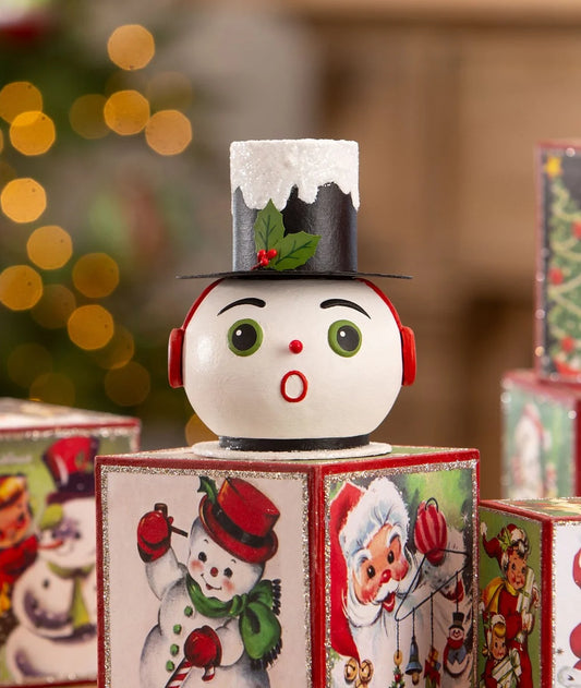 Vintage Surprised Snowman Container