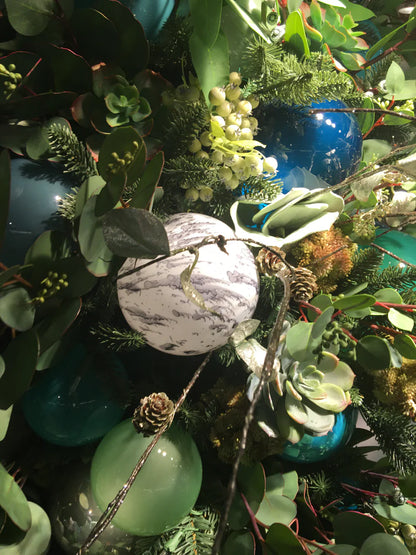 Jim Marvin White & Grey Marble Glass Ball Ornaments
