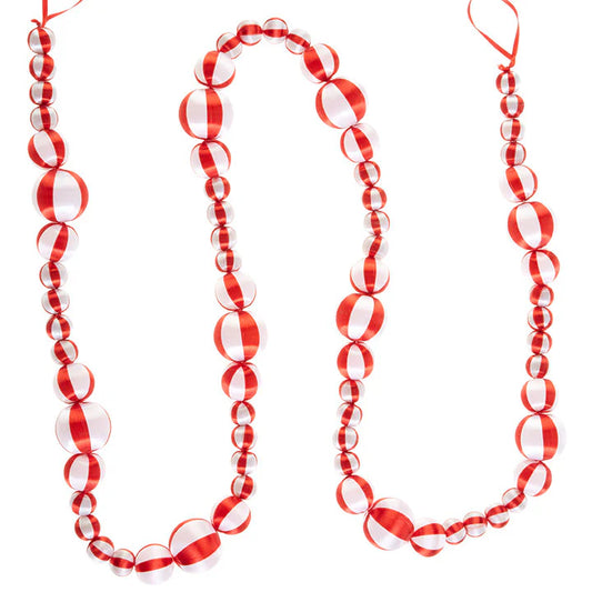 Peppermint Ball Garland, Satin Silk Wrap