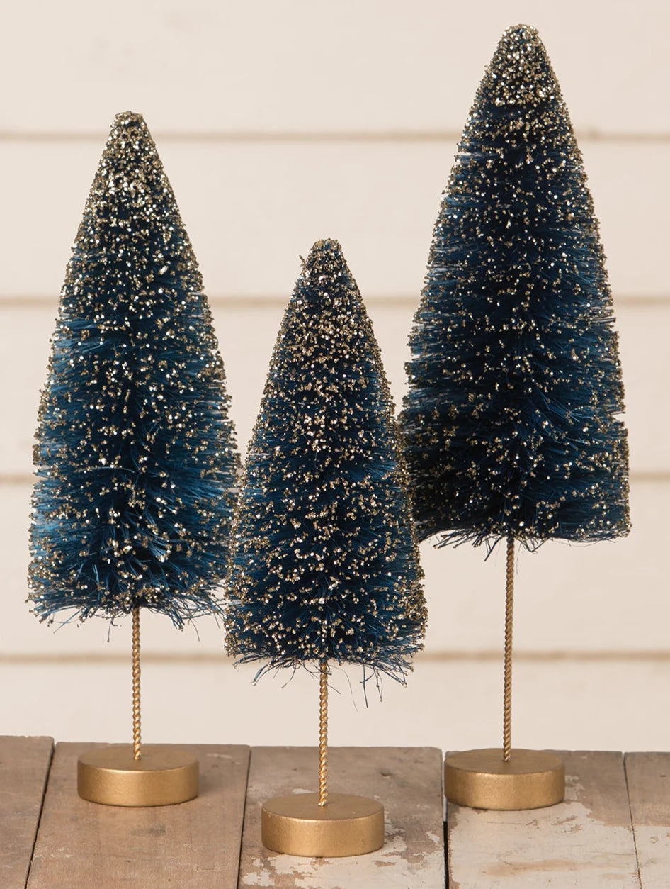 Sapphire Blue Gold Glow Bottle Brush Trees
