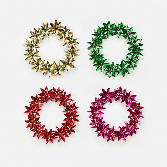 Retro Foil Poinsettia Wreath, 18"
