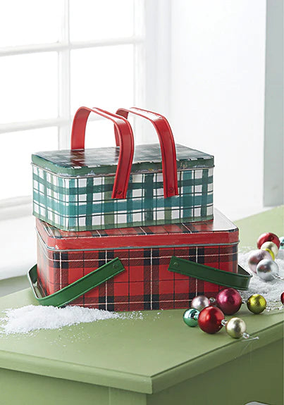 Holiday Plaid Picnic Tins